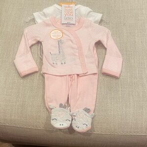 Carter's Pink Striped Giraffe Footie